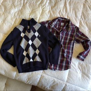 Izod two piece sweater and button up shirt